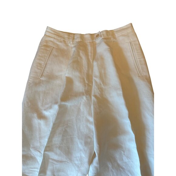 VIntage 90 Loft Ivory Linen Blend Trousers Size 10 High-Waisted Pleated Front - Picture 2 of 4